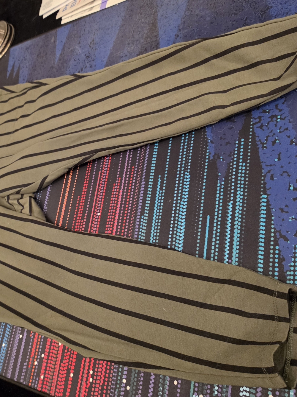torrid Olive Green/Black Stripe Ponte Point Leggings With Pockets
